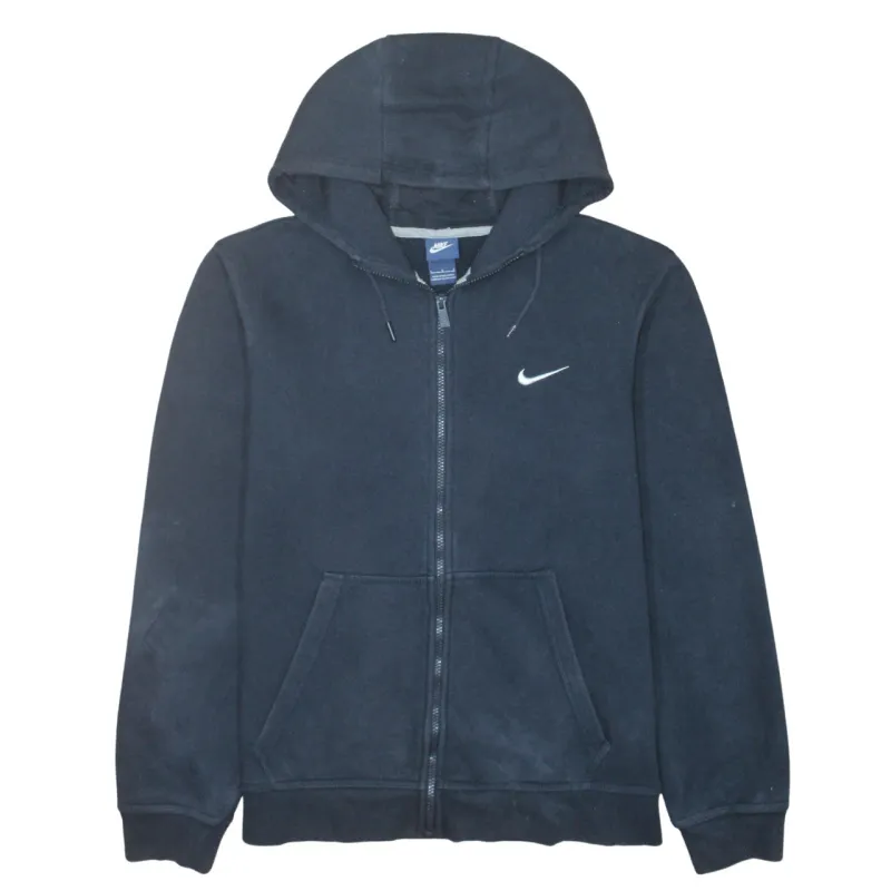 Nike Navy Blue Hoodie Women’s Large Full Zip Embroidered Swoosh Split Pocket Sweatshirt sold by Vintage Club