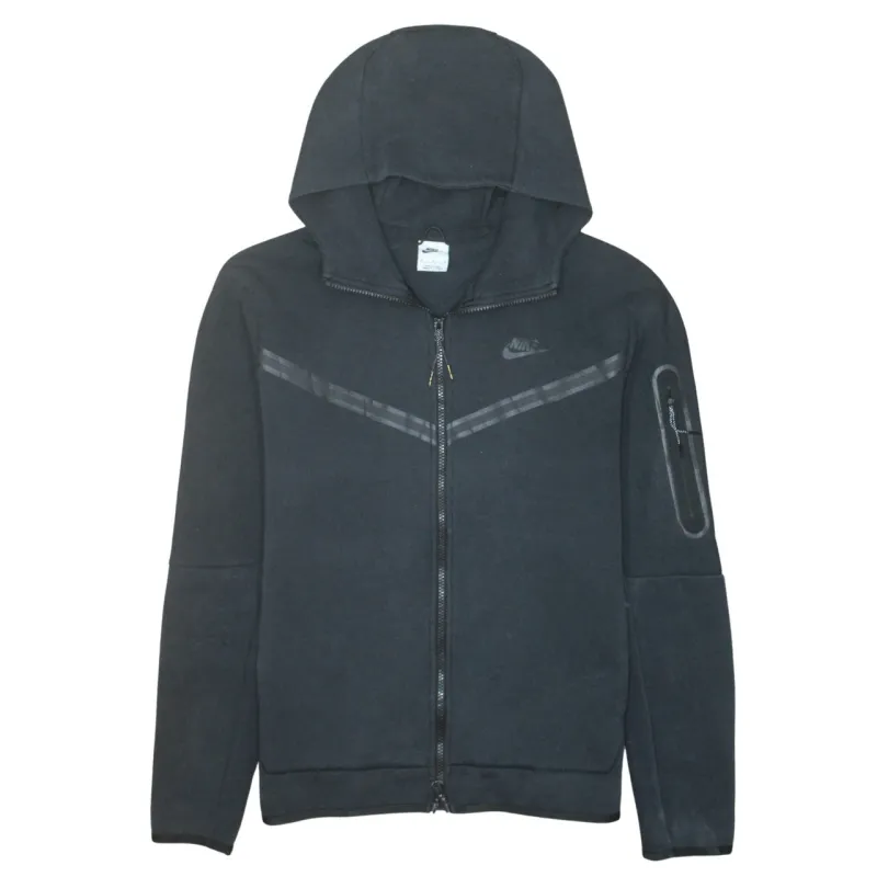 Nike Black Full Zip Hoodie Men's Medium Arm Zip Pocket Printed Chevron Sweatshirt made by Nike