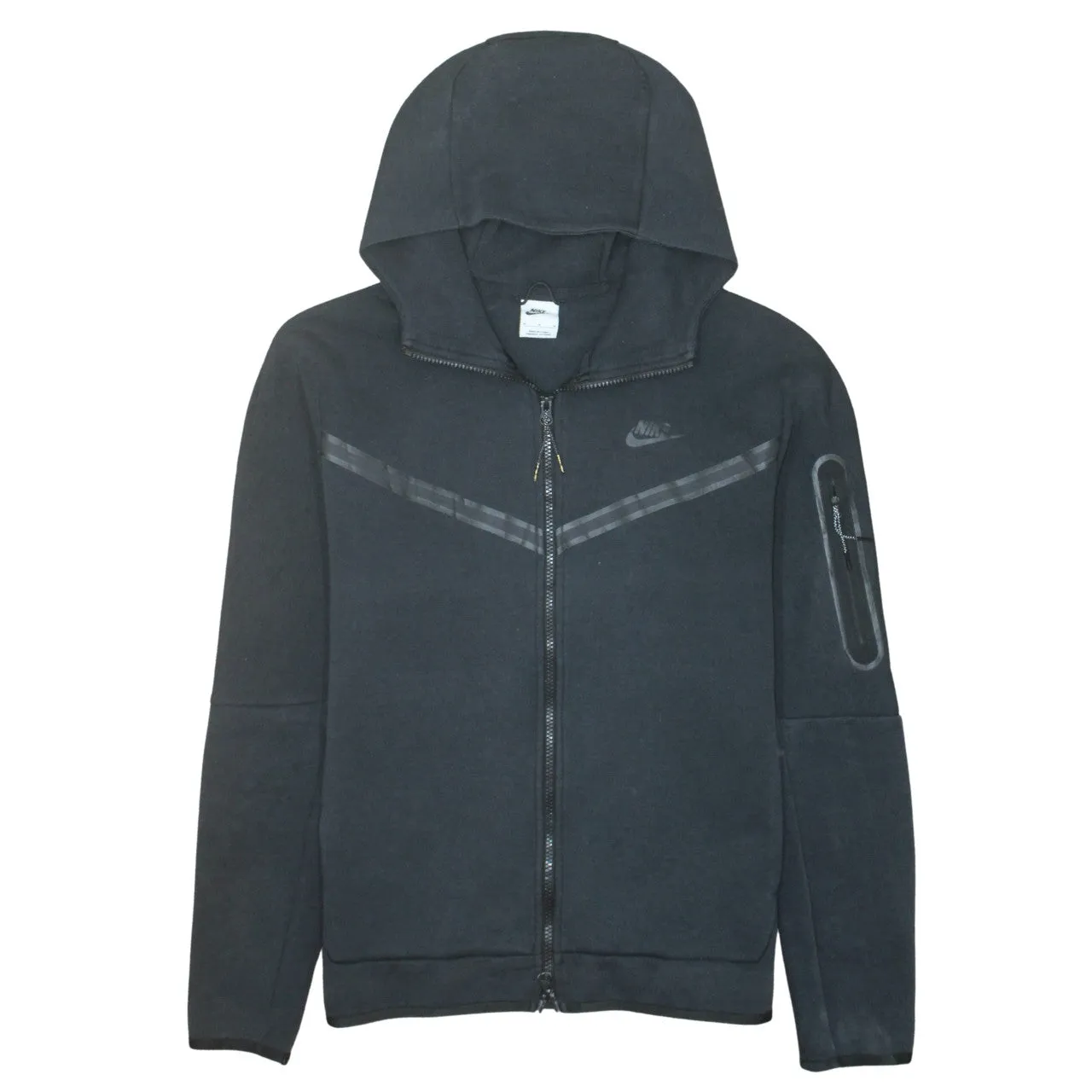Nike Black Full Zip Hoodie Men's Medium Arm Zip Pocket Printed Chevron Sweatshirt sold by Vintage Club