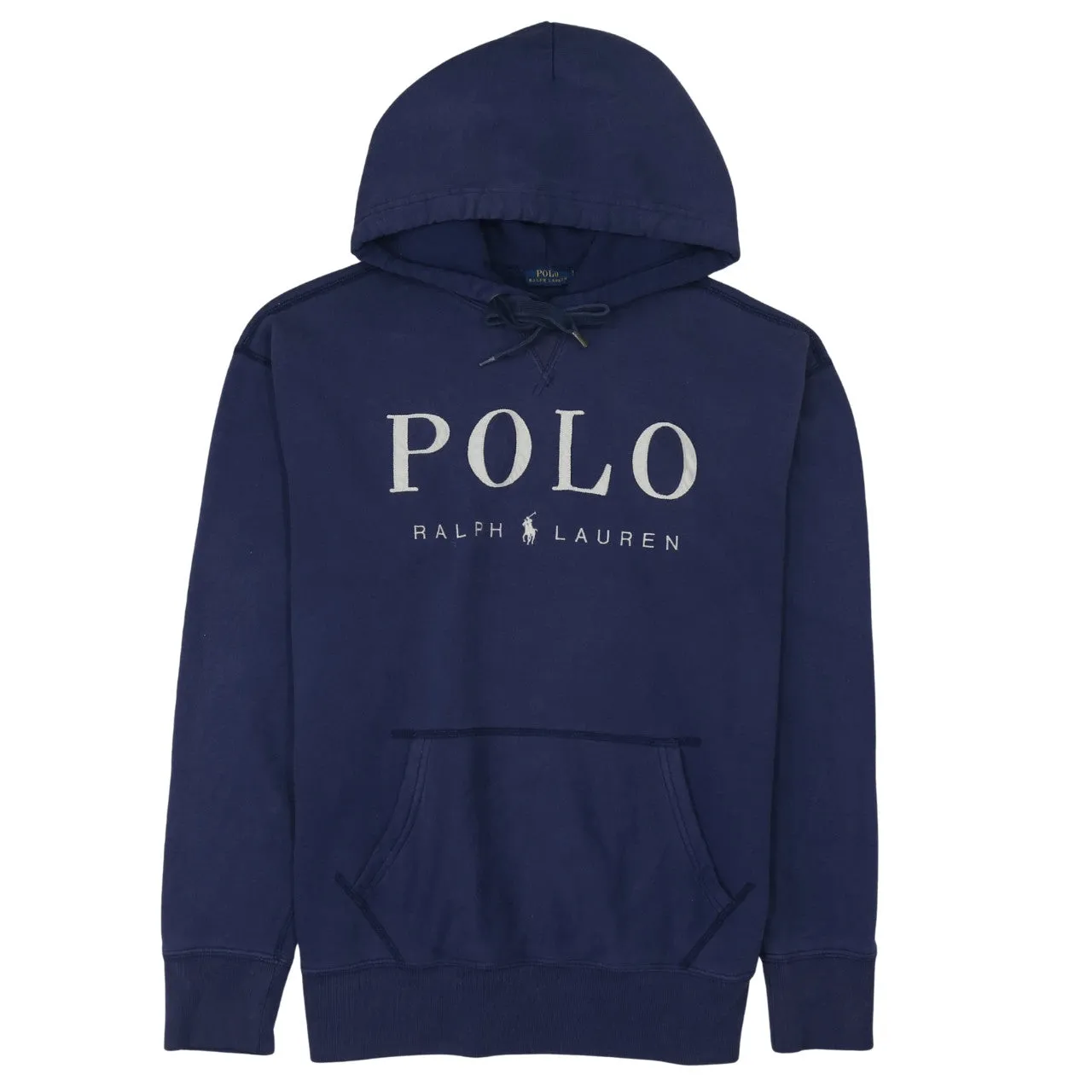 Polo Ralph Lauren Navy Blue Hoodie Men's XSmall Printed Logo Front Pocket Pullover Sweatshirt sold by Vintage Club