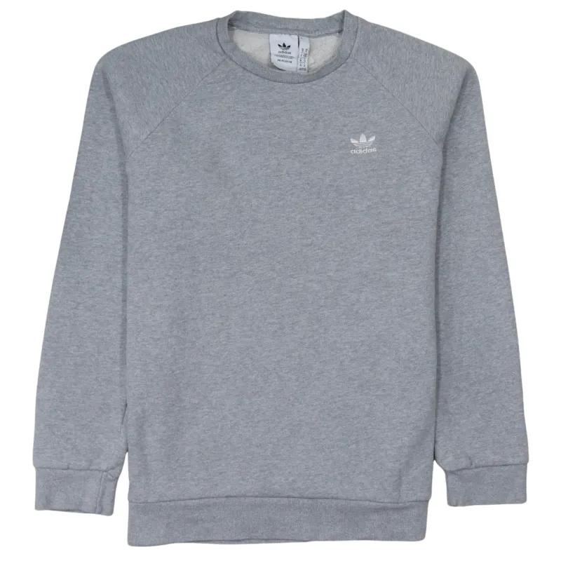 Adidas Grey Sweatshirt Men's Medium Embroidered Trefoil Logo Raglan Crewneck Pullover Jumper sold by Vintage Club