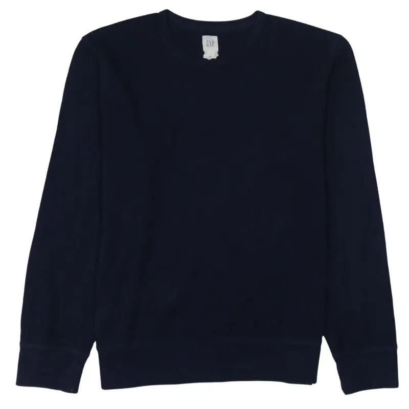 Gap Navy Blue Sweatshirt Men's Large Plain Crewneck Ribbed Cuffs Pullover Top made by GAP
