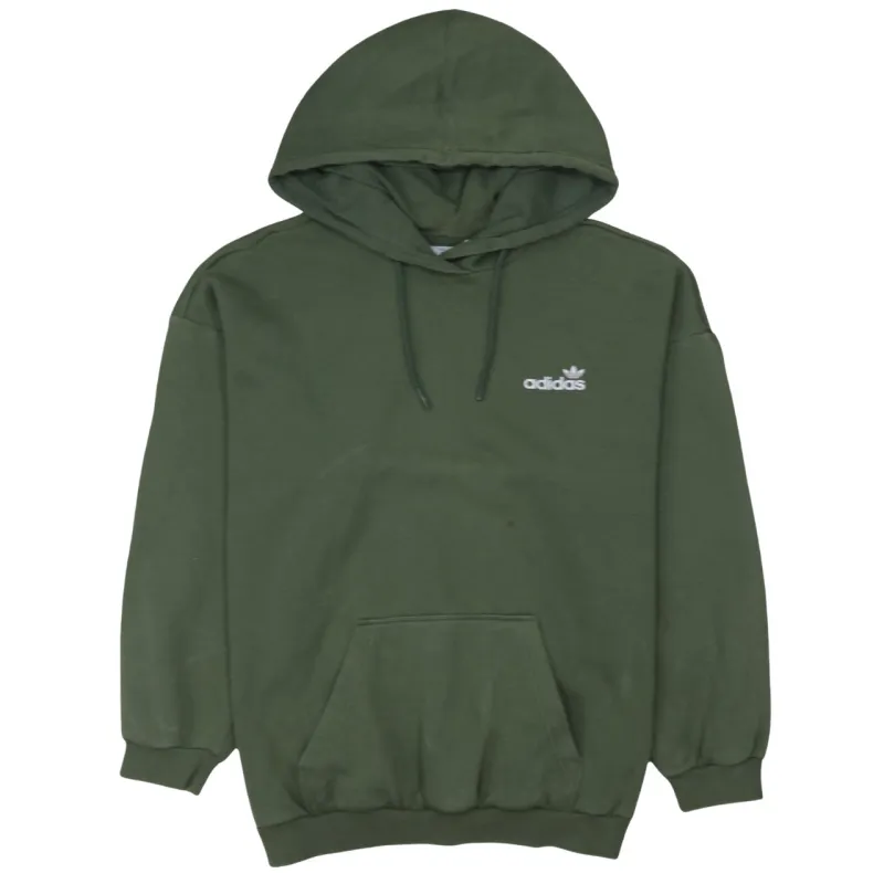 Adidas Dark Green Hoodie Women’s XLarge Printed Trefoil Logo Front Pocket Pullover Sweatshirt sold by Vintage Club
