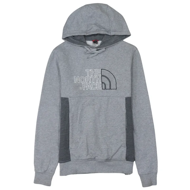 The North Face Grey Hoodie Men's Small Embroidered Chest Logo Contrast Panels Pullover Sweatshirt sold by Vintage Club