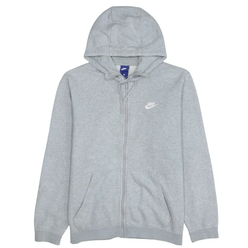 Nike Grey Full Zip Hoodie Men's Large Embroidered Swoosh Split Pocket Sweatshirt Top sold by Vintage Club