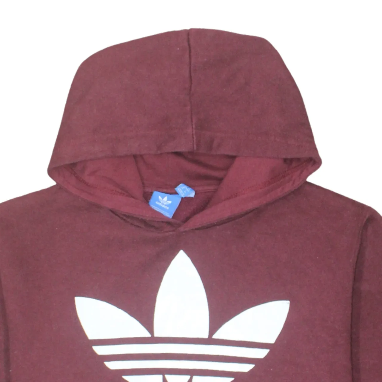Adidas Burgundy Red Hoodie Men's Medium Printed Trefoil Logo Front Pocket Pullover Sweatshirt sold by Vintage Club product image thumbnail 3
