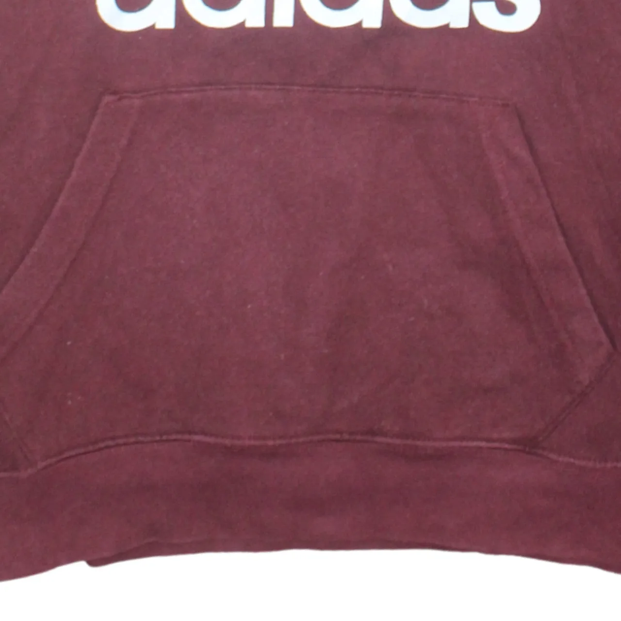 Adidas Burgundy Red Hoodie Men's Medium Printed Trefoil Logo Front Pocket Pullover Sweatshirt sold by Vintage Club product image thumbnail 4