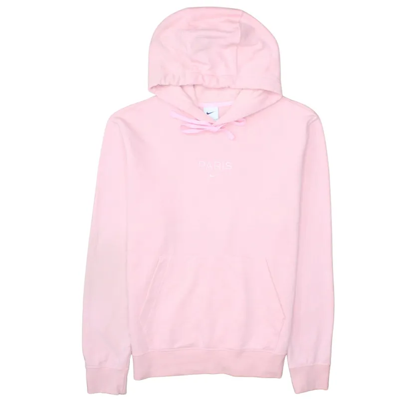Nike Light Pink Hoodie Men's Small Embroidered Paris Swoosh Front Pocket Pullover Sweatshirt made by Nike