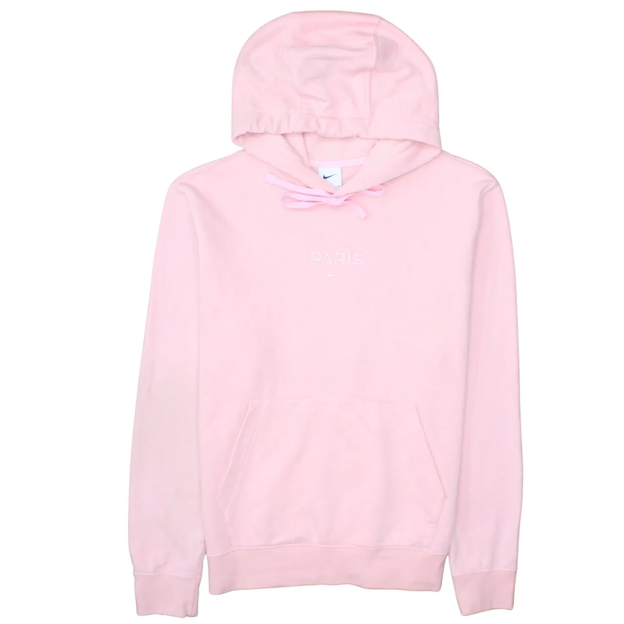 Nike Light Pink Hoodie Men's Small Embroidered Paris Swoosh Front Pocket Pullover Sweatshirt sold by Vintage Club