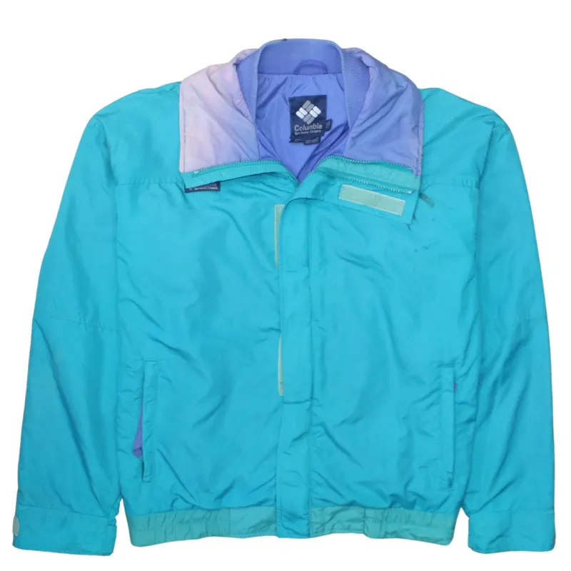 Columbia Turquoise Windbreaker Jacket Men's Large Zip Pockets Colour Block Outerwear sold by Vintage Club