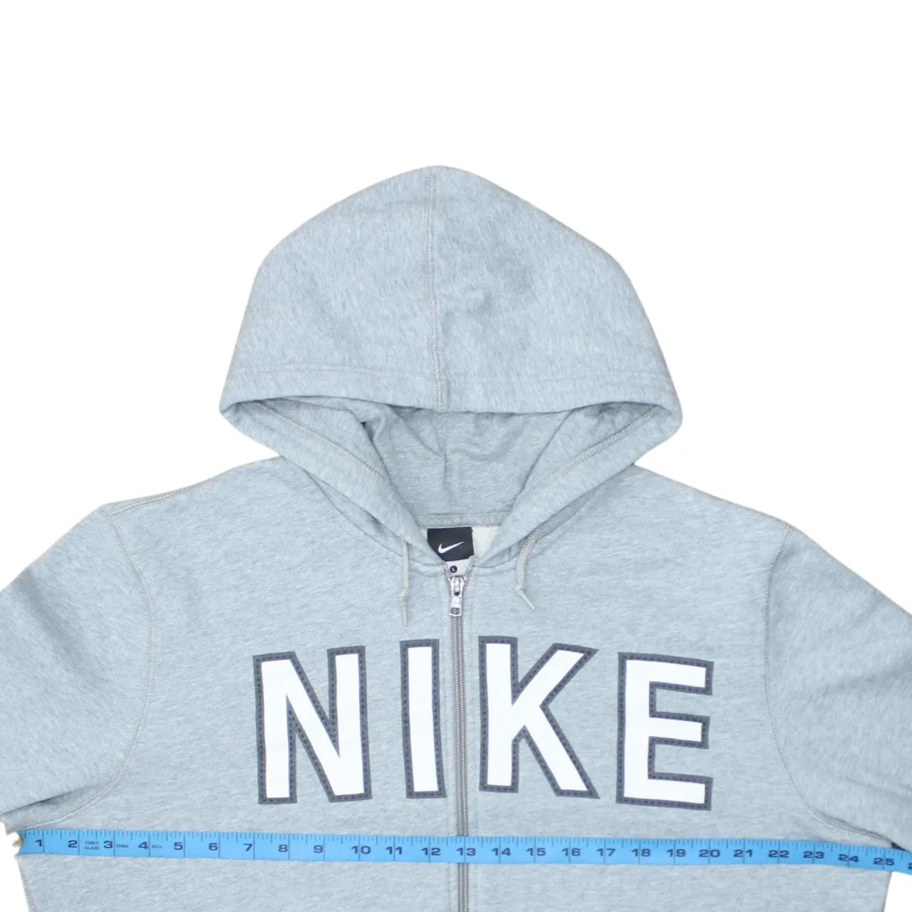 Nike Light Grey Full Zip Hoodie Men's Large Embroidered Logo Split Pocket Sweatshirt sold by Vintage Club product image thumbnail 5