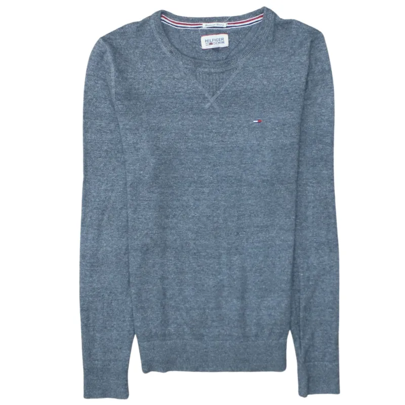 Tommy Hilfiger Grey Jumper Women’s Small Embroidered Flag Logo Crewneck Knit Sweater made by Tommy Hilfiger