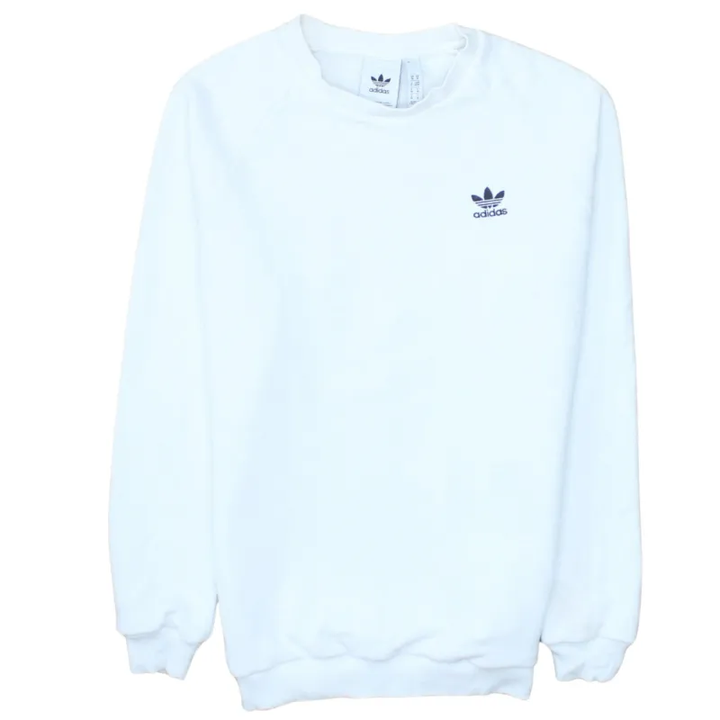 Adidas White Sweatshirt Men's Medium Embroidered Trefoil Logo Crewneck Pullover Top sold by Vintage Club