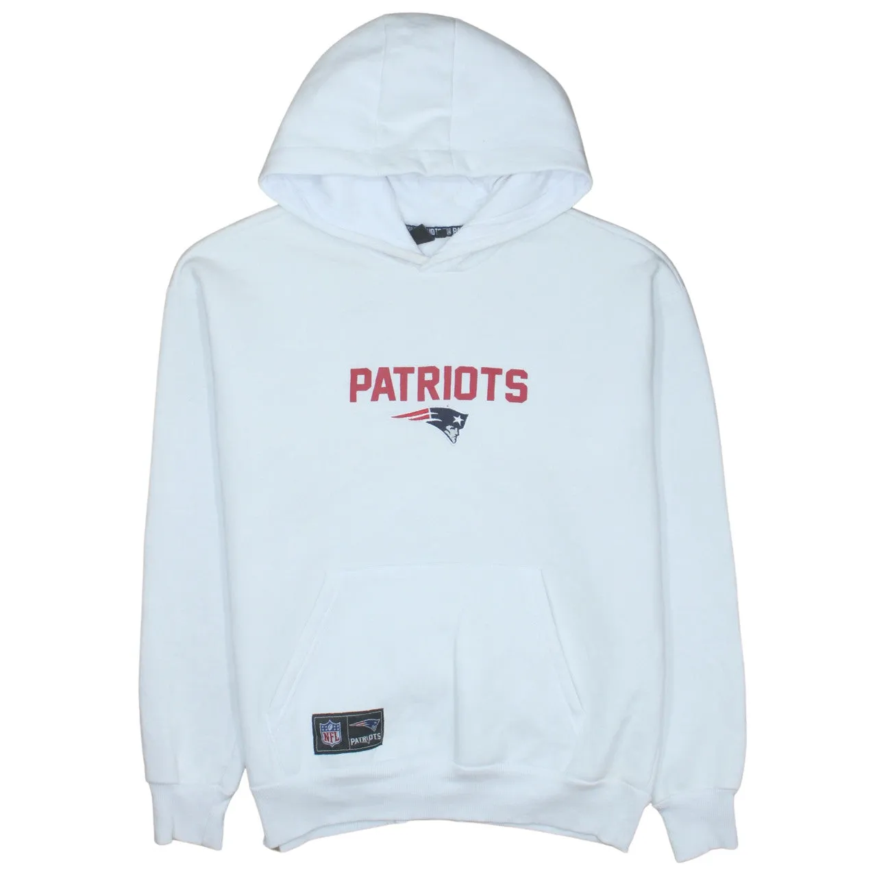 Primark White Hoodie Men's Medium Patriots Printed Logo Front Back Pullover Sweatshirt sold by Vintage Club