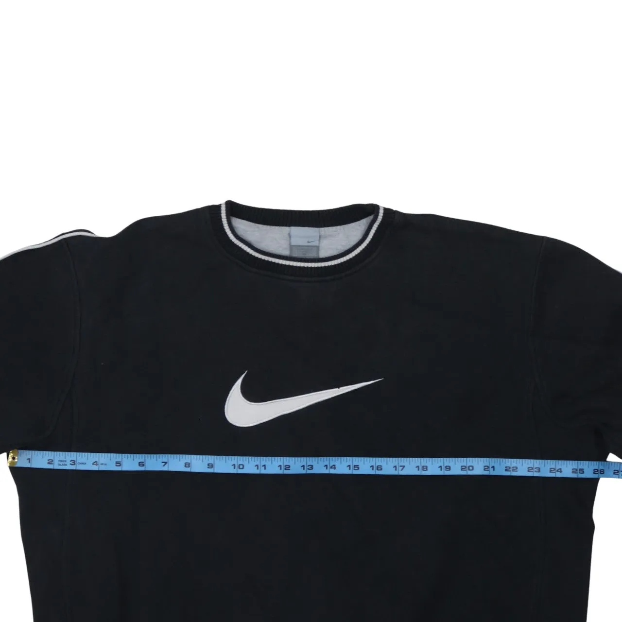 Nike Black Sweatshirt Men's XLarge Printed Swoosh Logo Stripe Sleeves Crewneck Pullover sold by Vintage Club product image thumbnail 5