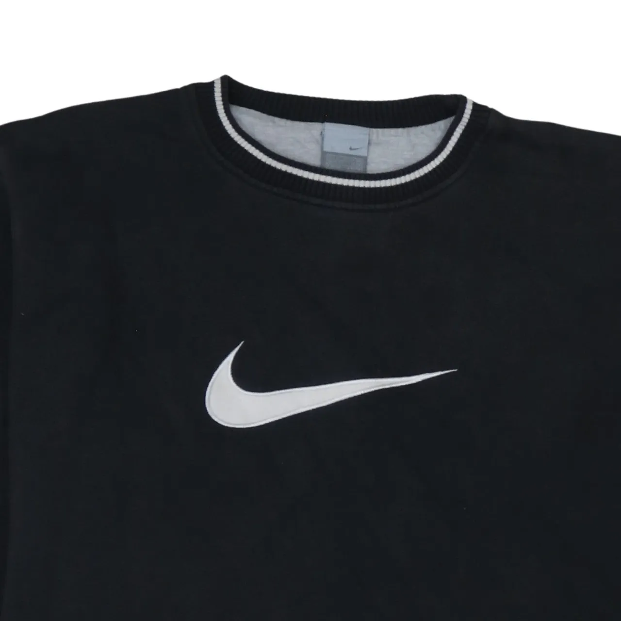 Nike Black Sweatshirt Men's XLarge Printed Swoosh Logo Stripe Sleeves Crewneck Pullover sold by Vintage Club product image thumbnail 3