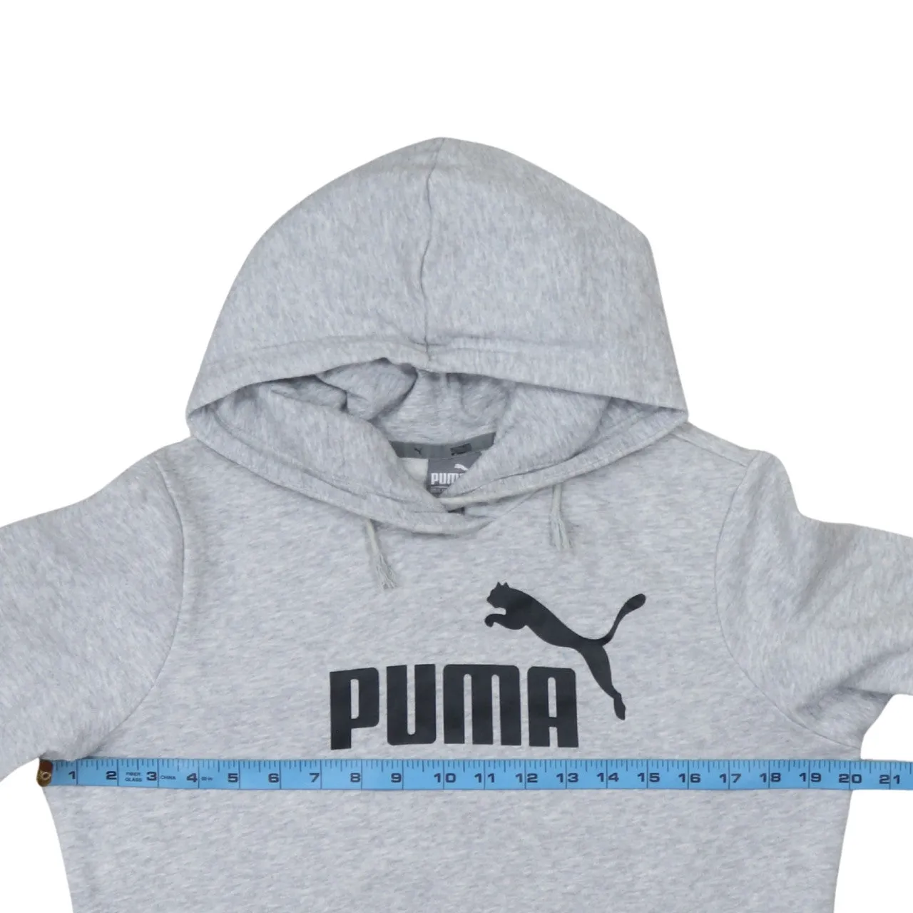 Puma Light Grey Hoodie Women’s Large Printed Logo Front Pouch Pocket Pullover Sweatshirt sold by Vintage Club product image thumbnail 5
