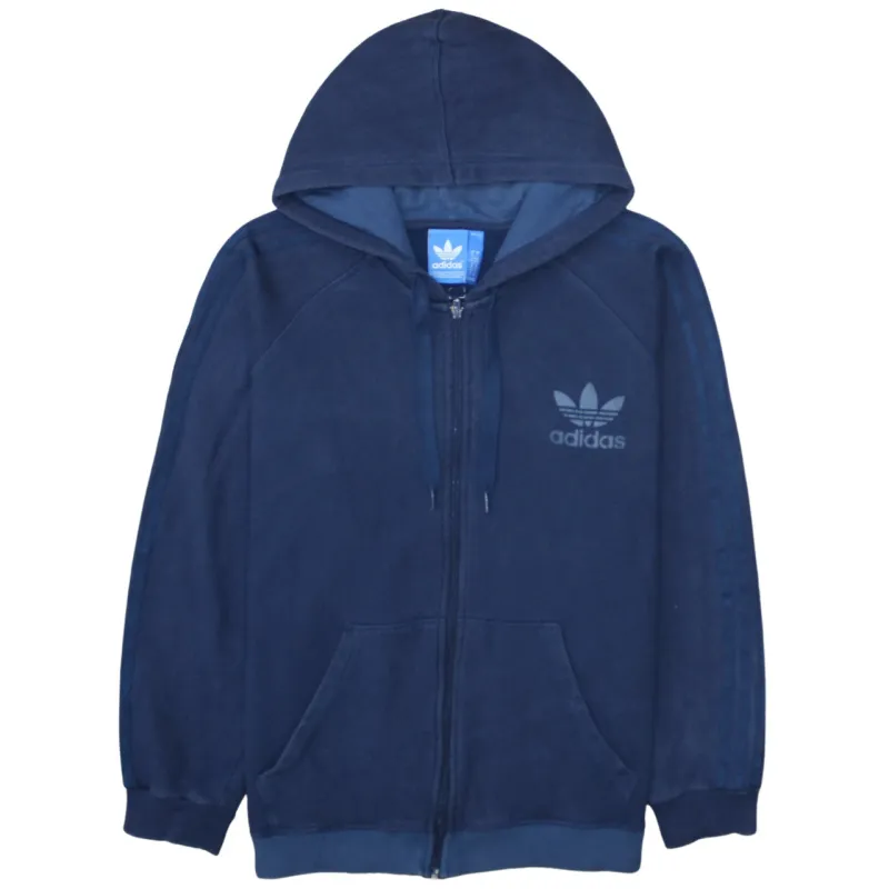Adidas Navy Blue Hoodie Women’s XLarge Full Zip Trefoil Embroidered Logo Three Stripe Top sold by Vintage Club