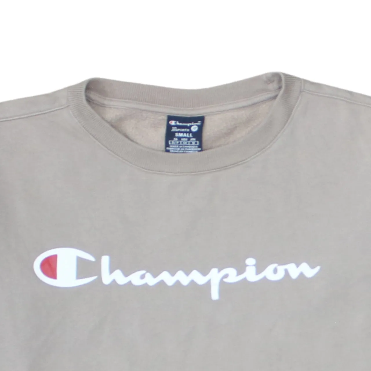 Champion Beige Cream Sweatshirt Men's Small Printed Script Logo Sleeve Tape Pullover Top sold by Vintage Club product image thumbnail 3