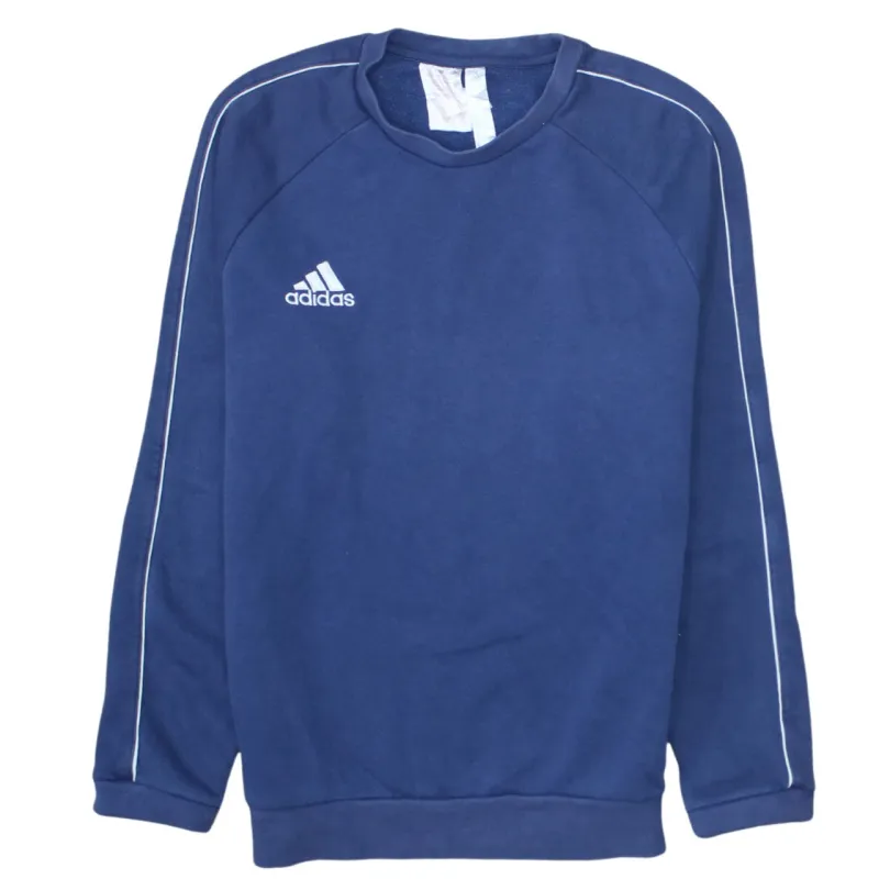 Adidas Navy Blue Sweatshirt Women's Large Embroidered Logo Contrast Piping Pullover Top sold by Vintage Club