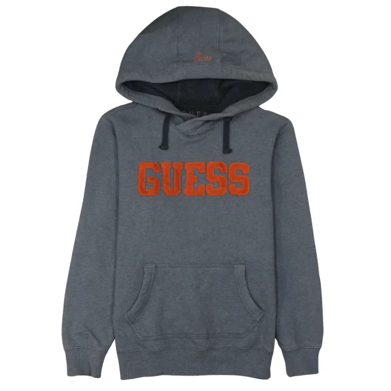 Guess Charcoal Grey Hoodie Women’s XLarge Embroidered Logo Front Pouch Fleece Pullover sold by Vintage Club