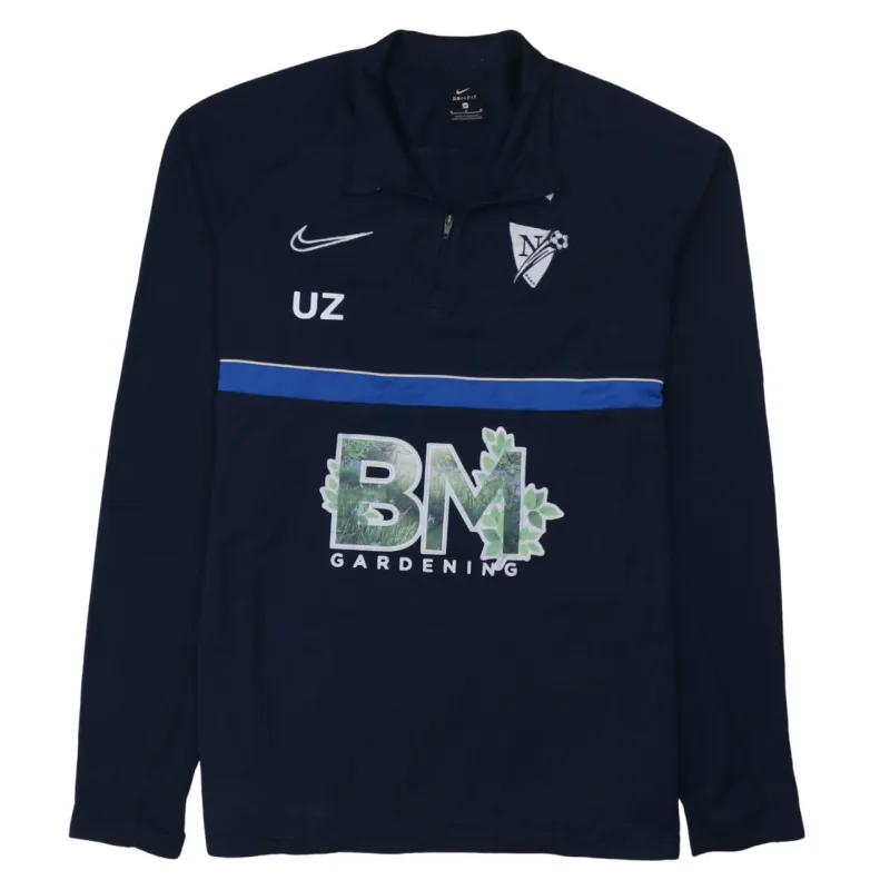 Nike Navy Blue Half Zip Sweatshirt Women’s Medium Printed Sponsors Training Top Pullover sold by Vintage Club