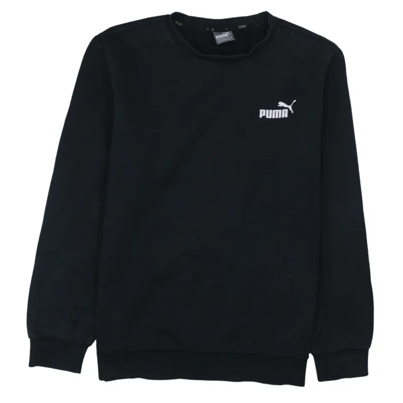 Puma Black Sweatshirt Men's Large Embroidered Chest Logo Ribbed Cuffs Crewneck Pullover sold by Vintage Club