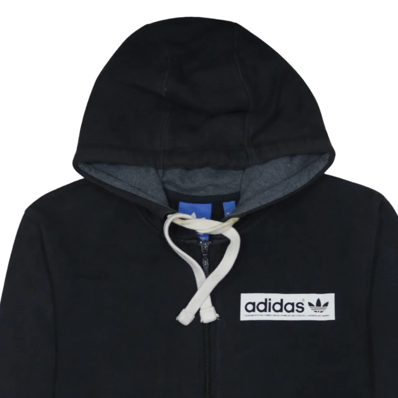 Adidas Black Grey Hoodie Men's Medium Full Zip Embroidered Logo Split Sleeve Sweatshirt sold by Vintage Club product image thumbnail 3