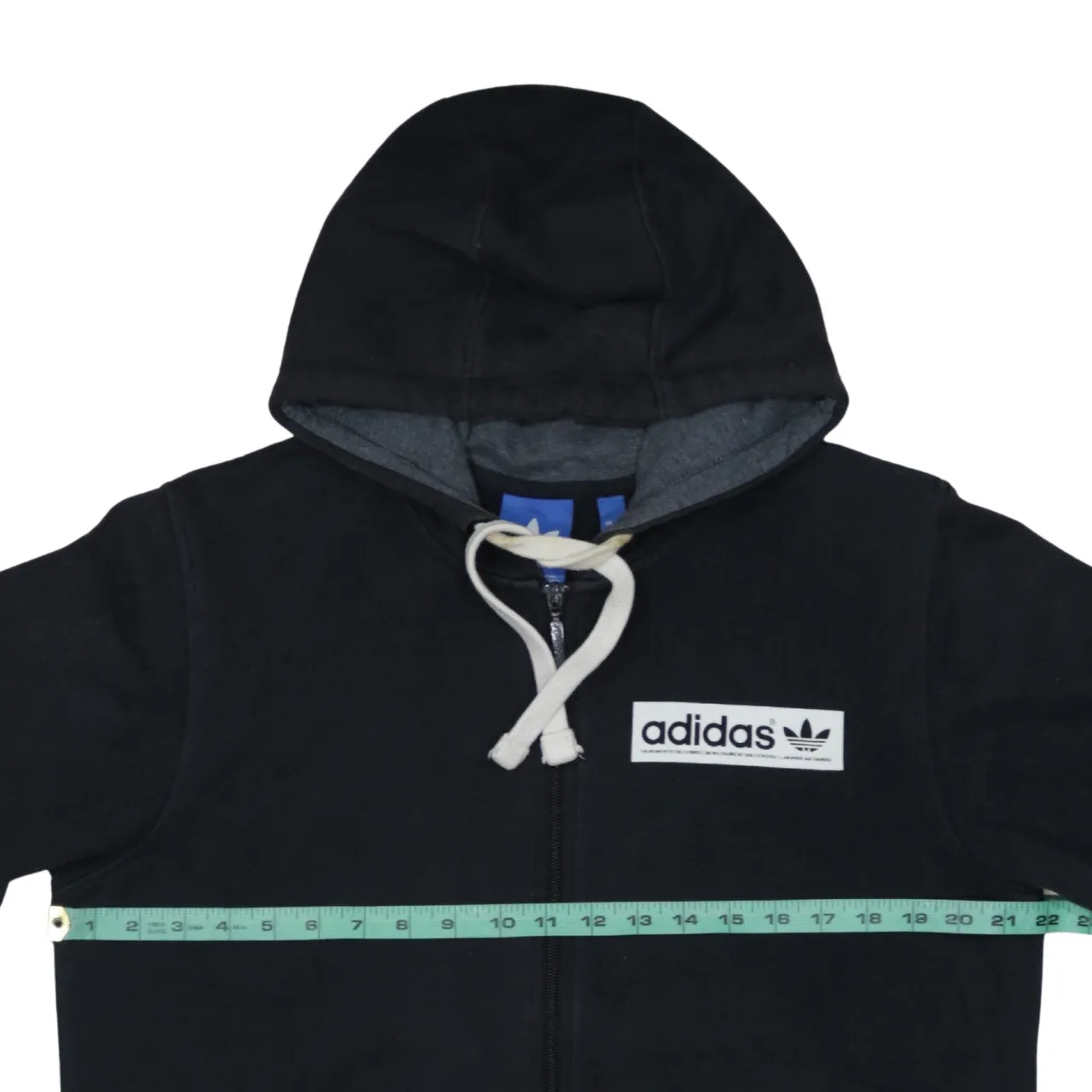 Adidas Black Grey Hoodie Men's Medium Full Zip Embroidered Logo Split Sleeve Sweatshirt sold by Vintage Club product image thumbnail 5