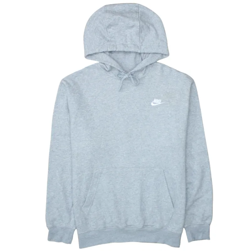 Nike Grey Hoodie Men's Medium Embroidered Swoosh Logo Taped Sleeve Pullover Sweatshirt made by Nike