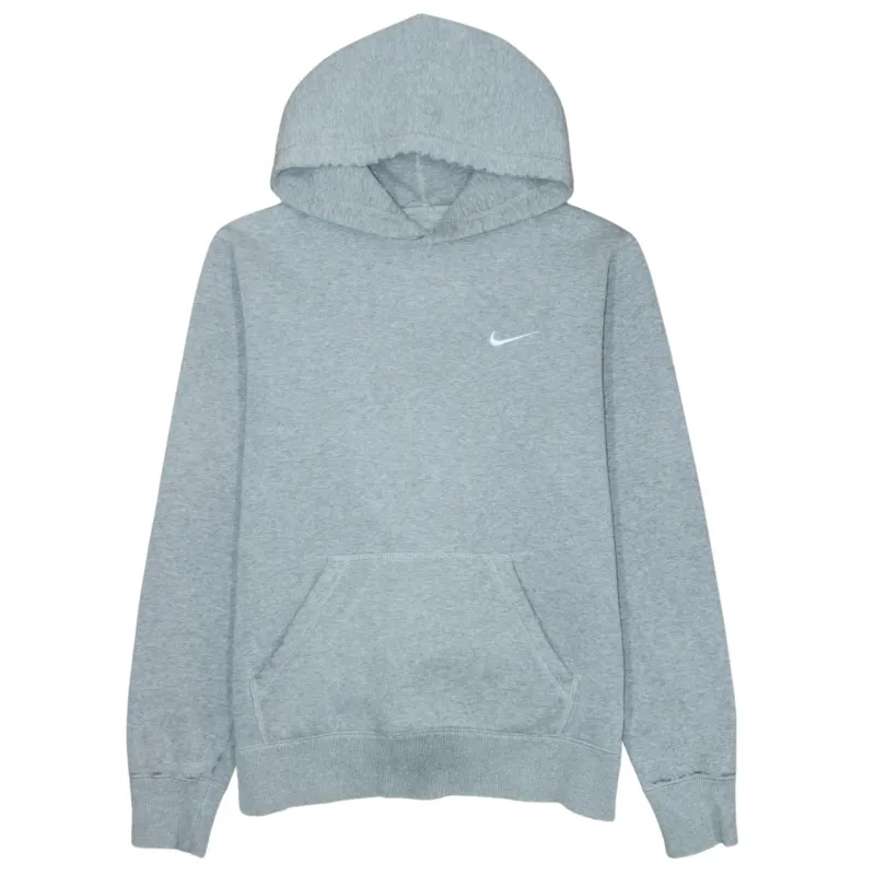 Nike Light Grey Hoodie Men's Medium Embroidered Swoosh Logo Front Pocket Pullover Sweatshirt sold by Vintage Club