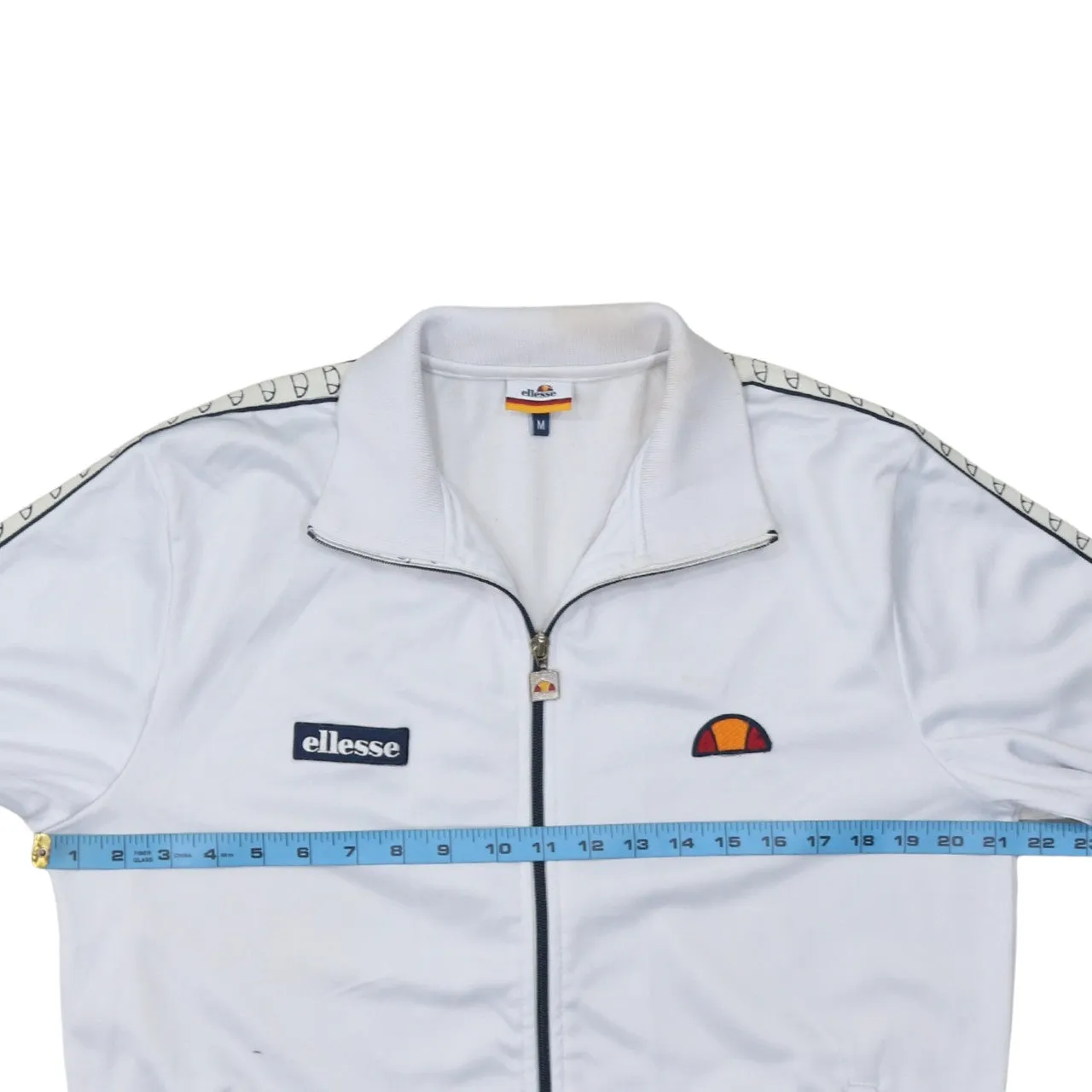 Ellesse White Track Jacket Men’s Medium Logo Tape Sleeves Full Zip Sweatshirt sold by Vintage Club product image thumbnail 5