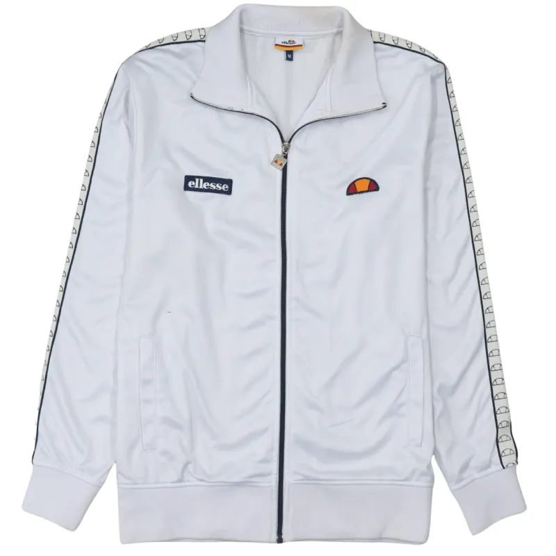 Ellesse White Track Jacket Men’s Medium Logo Tape Sleeves Full Zip Sweatshirt made by Ellesse