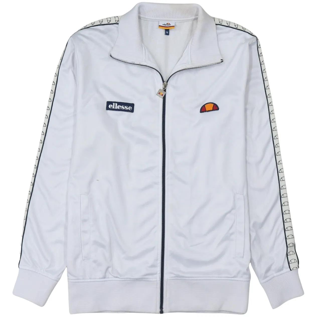 Ellesse White Track Jacket Men’s Medium Logo Tape Sleeves Full Zip Sweatshirt sold by Vintage Club