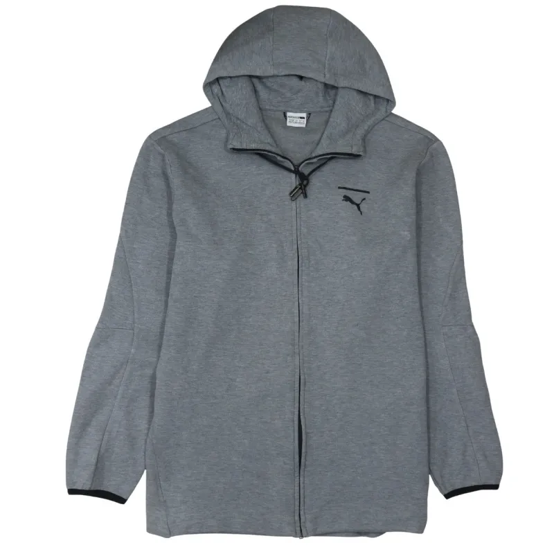 Puma Grey Full Zip Hoodie Women’s XXLarge Printed Logo Longline Drawcord Hood Sweatshirt sold by Vintage Club