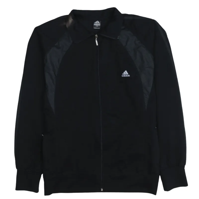 Adidas Black Track Jacket Women’s XXLarge Zip Front Small Logo Three Stripe Sleeves Outerwear sold by Vintage Club