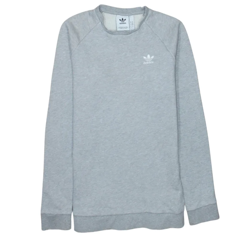 Adidas Light Grey Sweatshirt Men's XSmall Trefoil Printed Logo Crewneck Pullover Top sold by Vintage Club