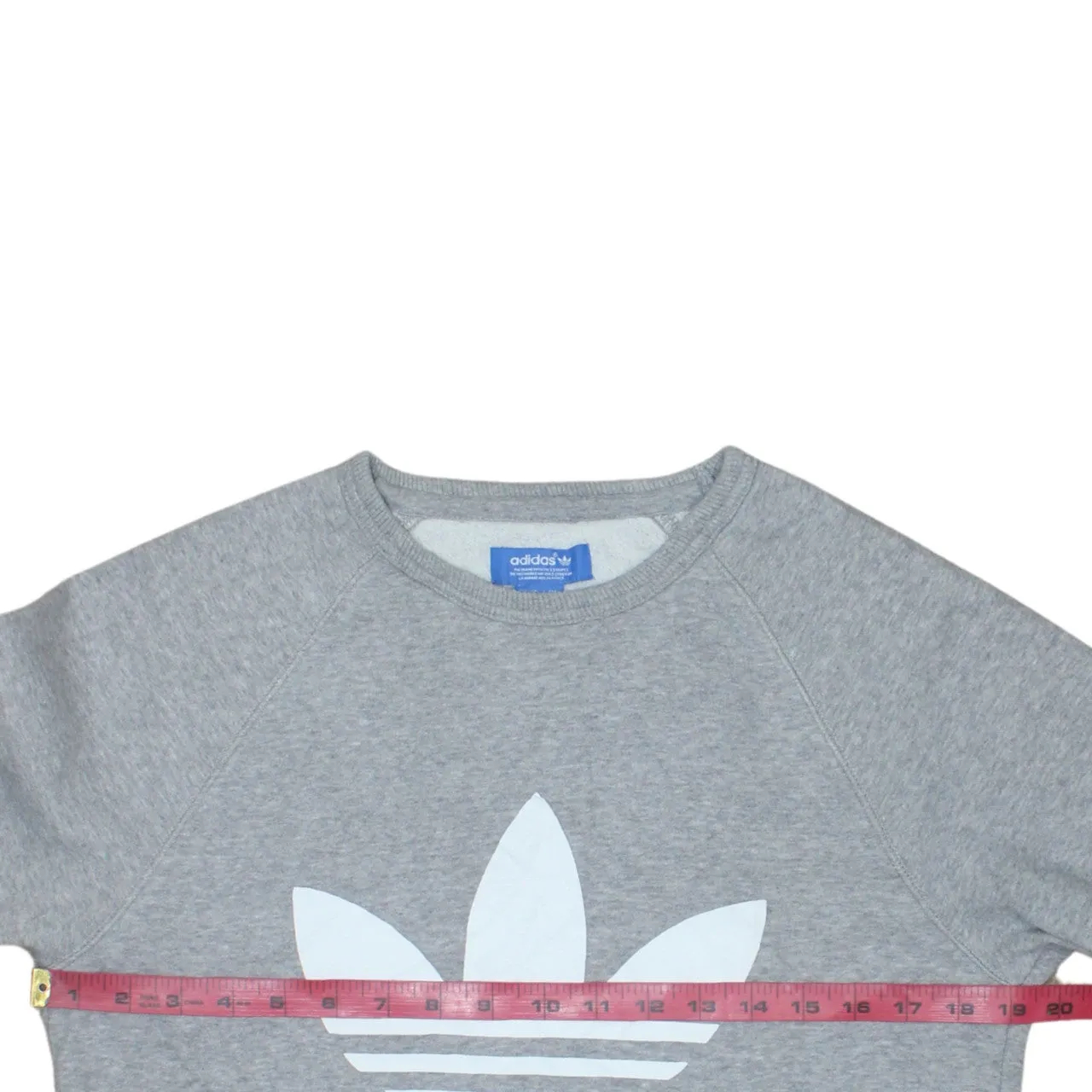Adidas Grey Sweatshirt Men's Small Trefoil Printed Logo Contrast White Sleeves Pullover Top sold by Vintage Club product image thumbnail 5