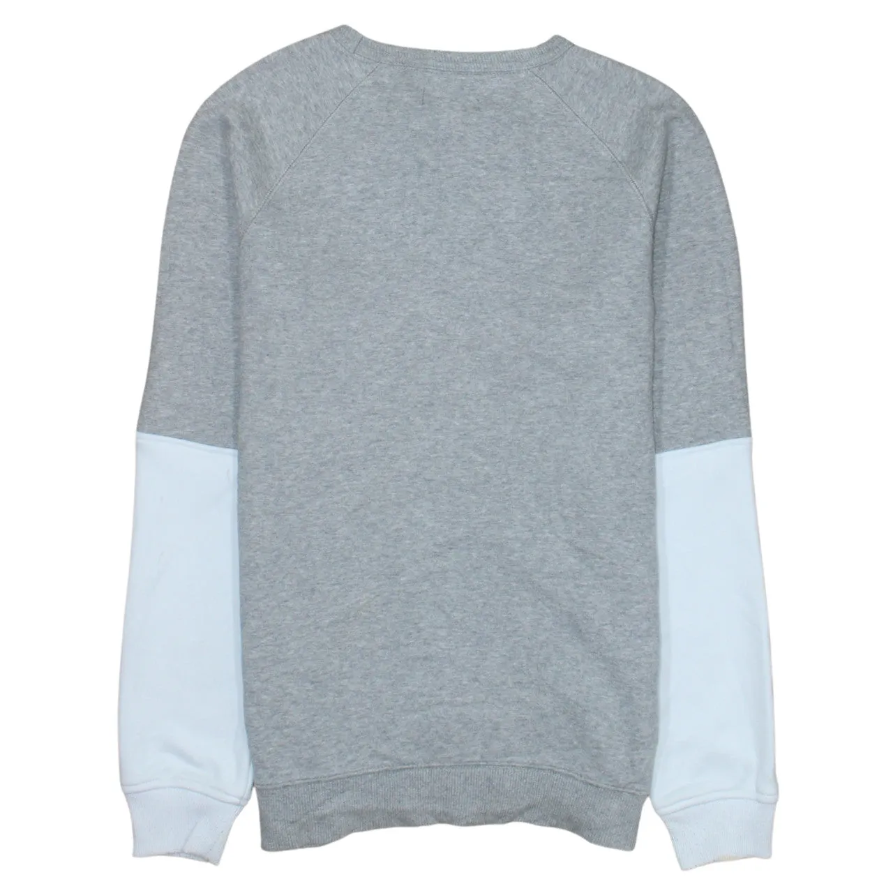 Adidas Grey Sweatshirt Men's Small Trefoil Printed Logo Contrast White Sleeves Pullover Top sold by Vintage Club product image thumbnail 2