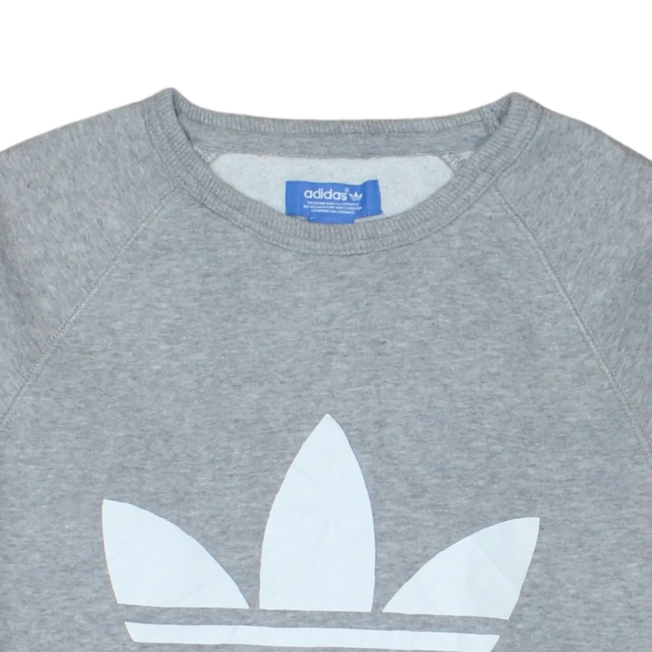 Adidas Grey Sweatshirt Men's Small Trefoil Printed Logo Contrast White Sleeves Pullover Top sold by Vintage Club product image thumbnail 3