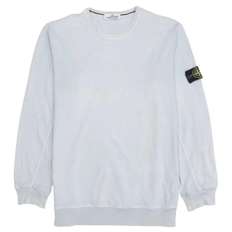 Stone Island Light Grey Sweatshirt Women’s 3XL Sleeve Badge Logo Ribbed Hem Pullover Jumper sold by Vintage Club