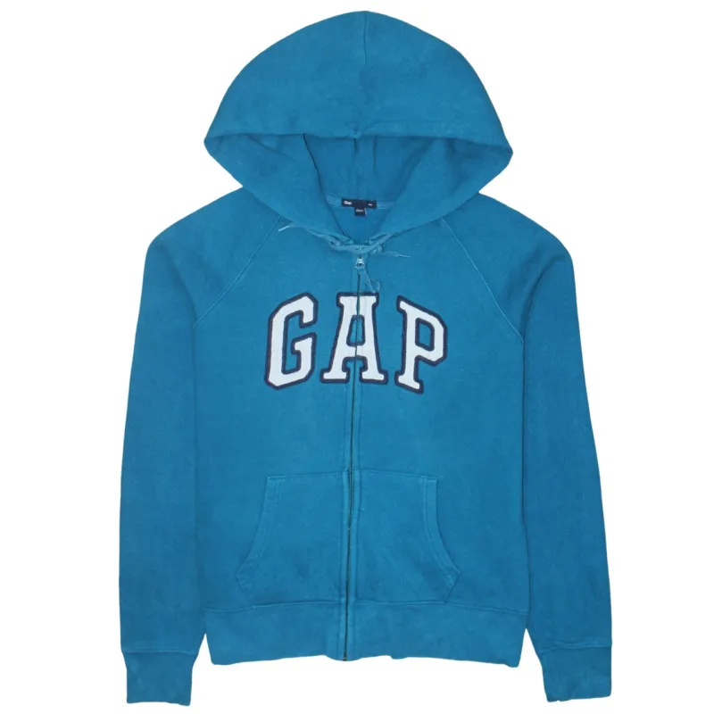 Gap Turquoise Blue Zip Hoodie Women’s Medium Embroidered Logo Front Pockets Fleece Sweatshirt sold by Vintage Club