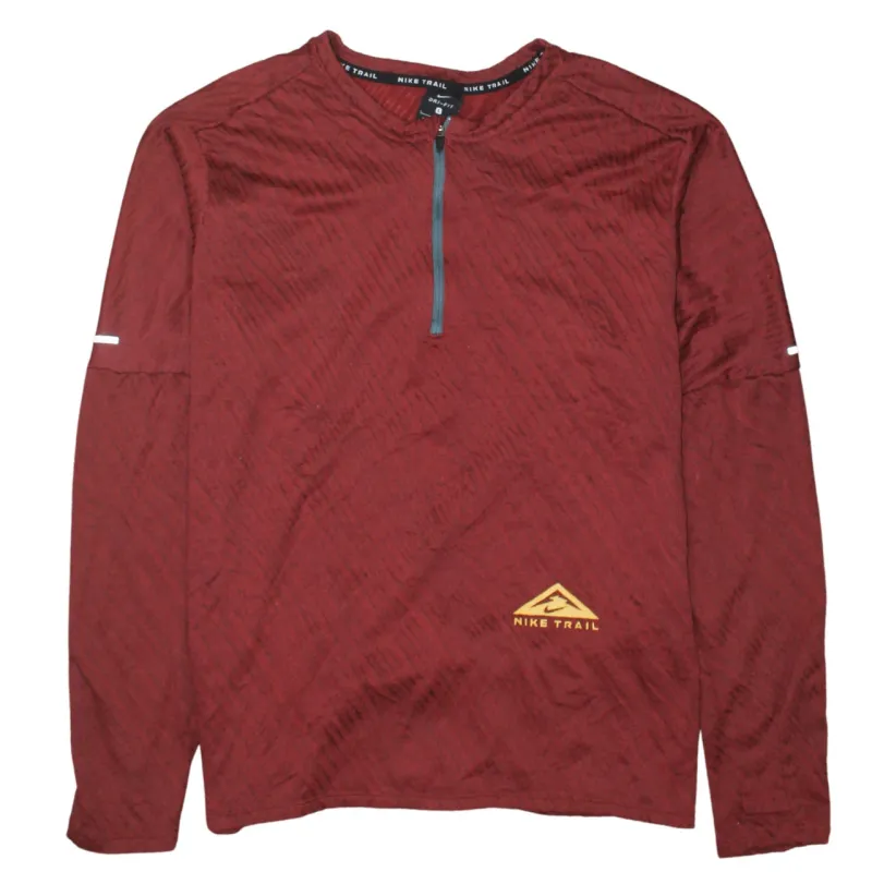 Nike Burgundy Red Trail Top Women’s Large Half Zip Reflective Logo Long Sleeve Running Shirt sold by Vintage Club