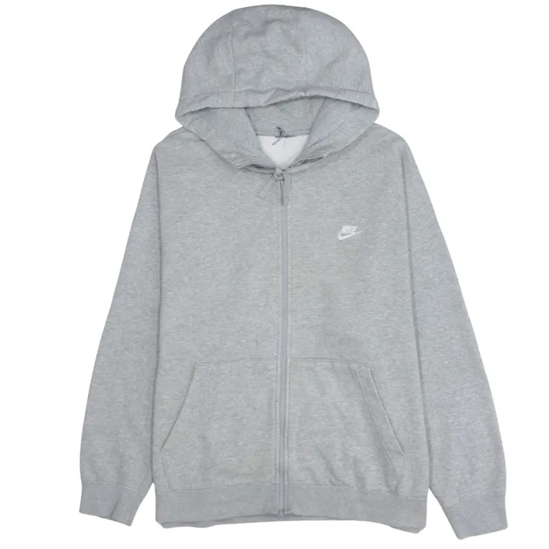 Nike Light Grey Full Zip Hoodie Men's XXLarge Embroidered Swoosh Split Pocket Fleece Sweatshirt sold by Vintage Club