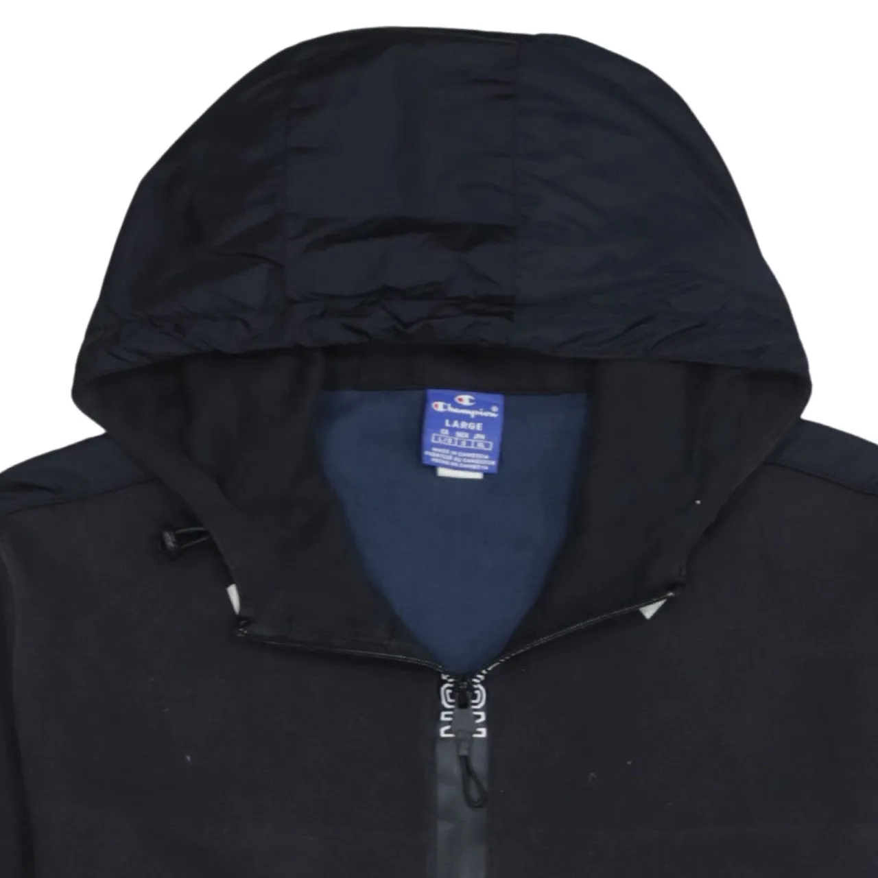 Champion Black Navy Hoodie Women's Large Embroidered Logo Half Zip Front Pocket Pullover Sweatshirt sold by Vintage Club product image thumbnail 3