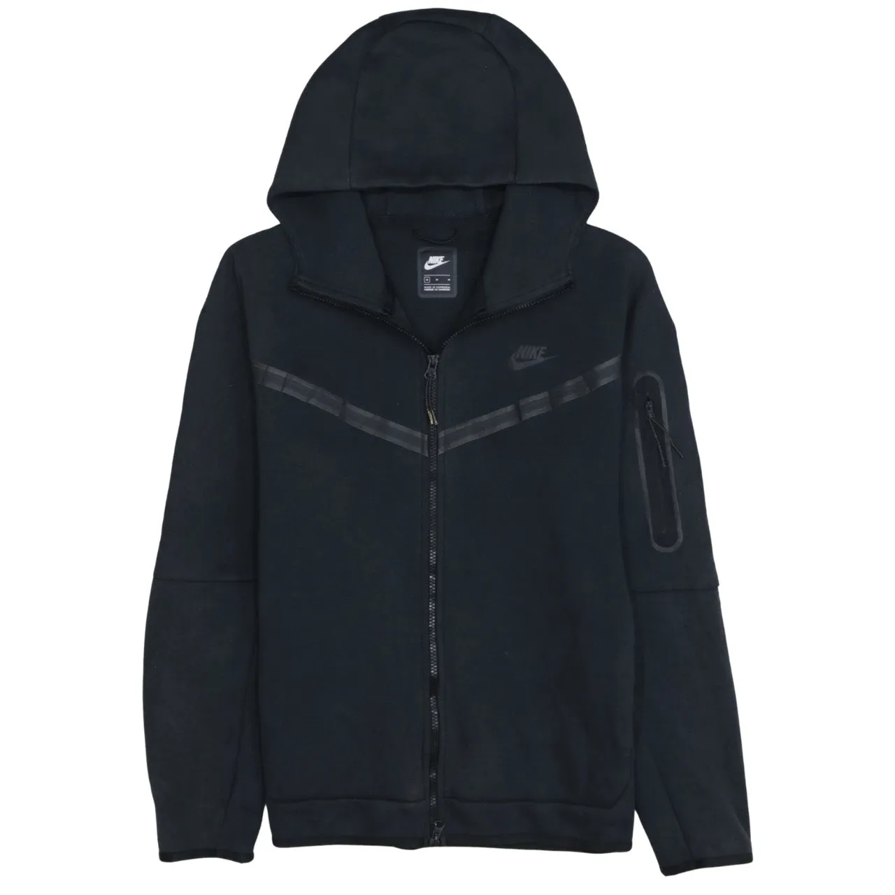 Nike Black Full Zip Hoodie Men's Medium Arm Zip Pocket Printed Chest Logo Sweatshirt sold by Vintage Club