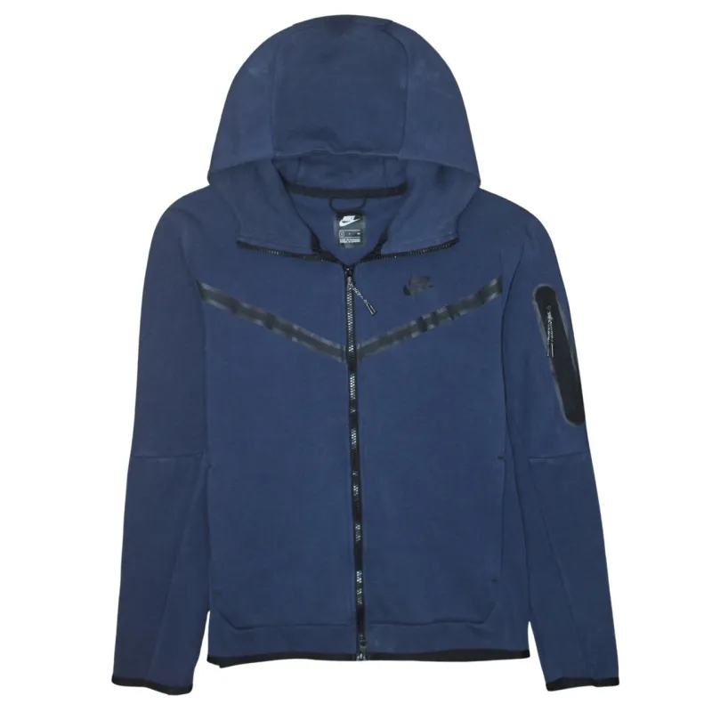 Nike Navy Blue Full Zip Hoodie Men's Small Embroidered Logo Tech Fleece Style Jacket sold by Vintage Club