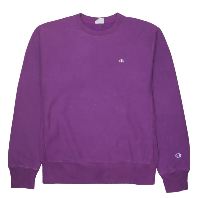 Champion Purple Sweatshirt Men’s Medium Embroidered Chest Logo Cuff Logo Crewneck Pullover sold by Vintage Club