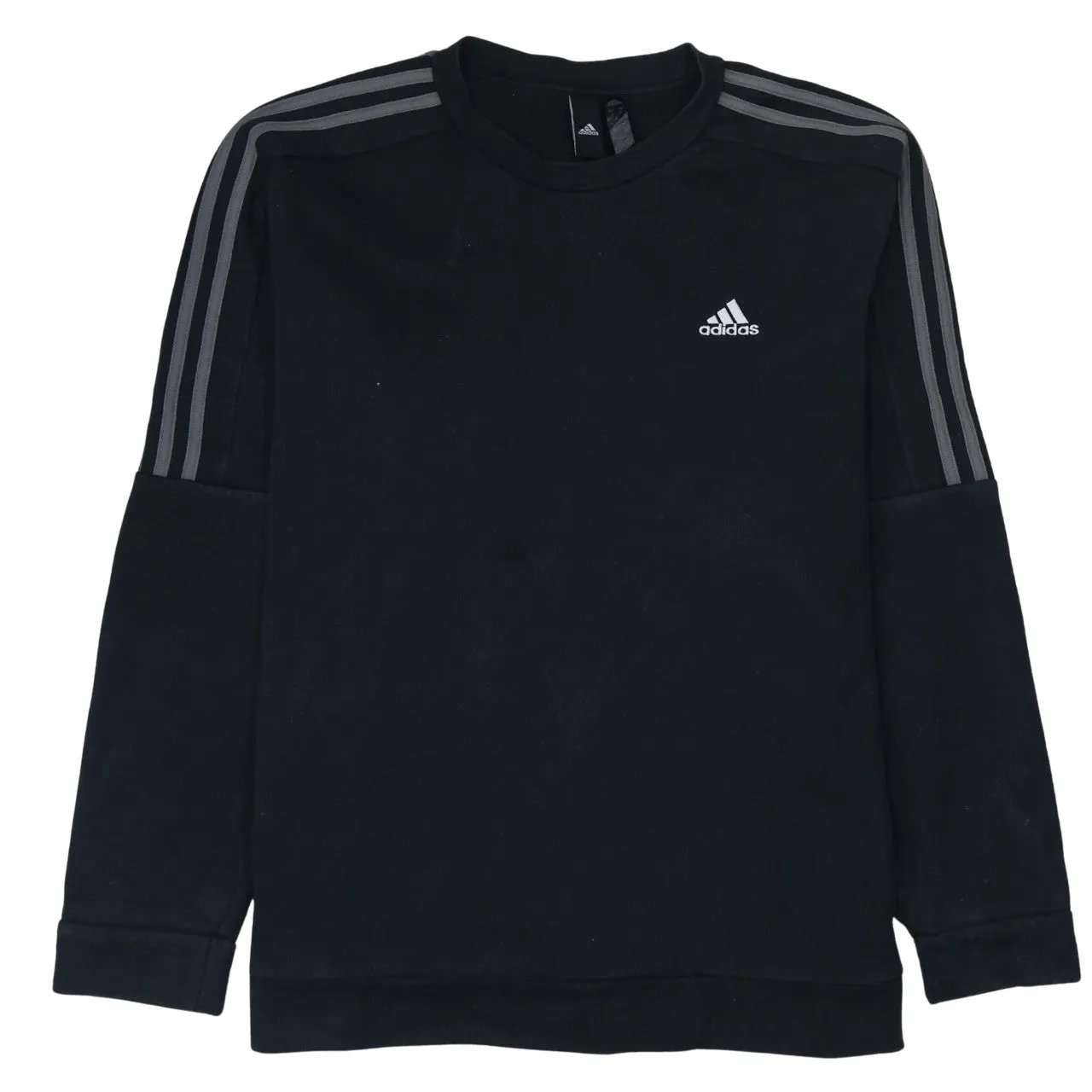 Adidas Black Sweatshirt Men’s XLarge Embroidered Logo Three Stripe Sleeves Pullover Top sold by Vintage Club