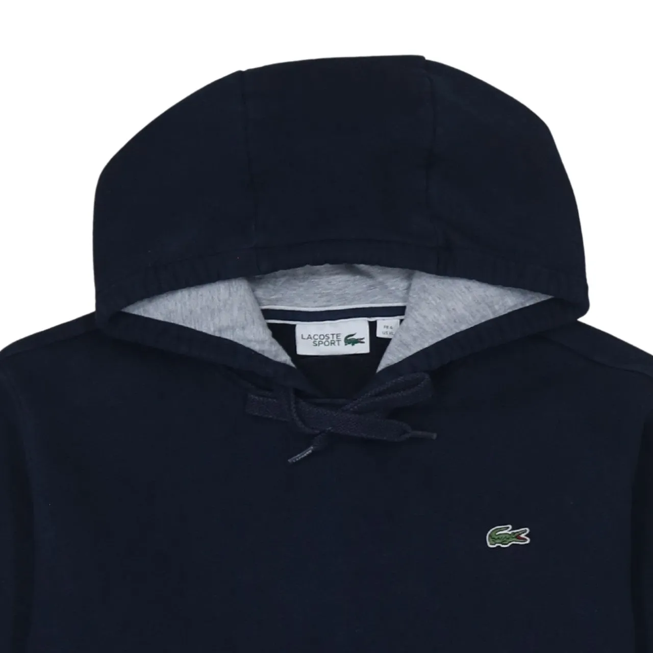 Lacoste Navy Blue Hoodie Women’s XLarge Embroidered Croc Logo Drawstring Hood Pullover Sweatshirt sold by Vintage Club product image thumbnail 3